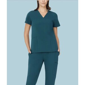Mandala Scrubs Set Women Sz L Blue Green Nurse Medical Wrinkle Free Pockets EUC